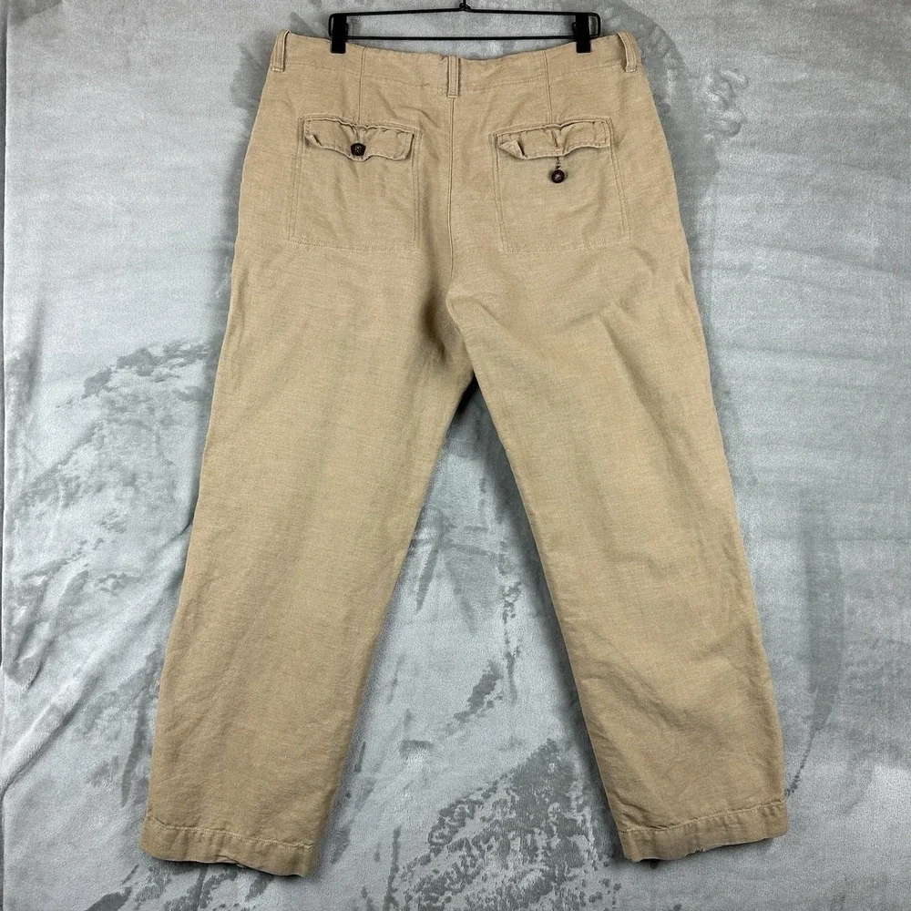 Tommy Bahama Indigo Palms Men's 38 x 32 Tan Beige Classic Chino Linen Cotton